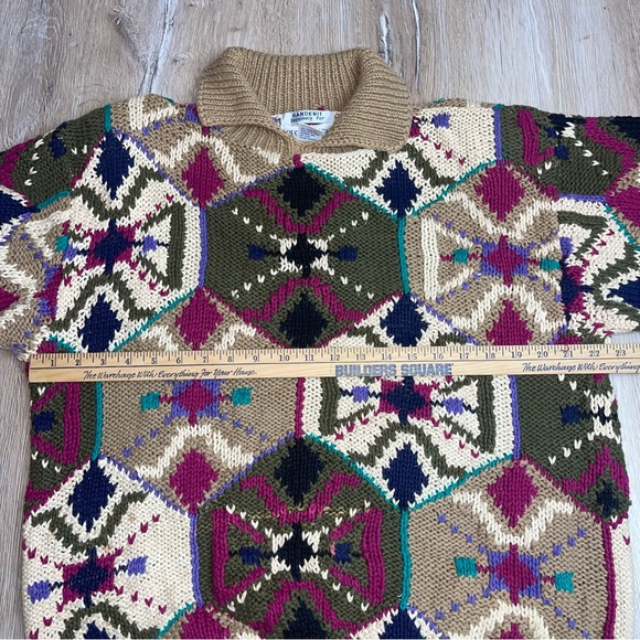 Vintage Peck & Peck Women’s Hand Knit Coogie Style Sweater Collared Shoulder Pad - Picture 8 of 12